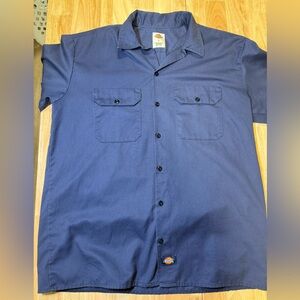 Dickies Men's Classic Blue Button Down Shirt